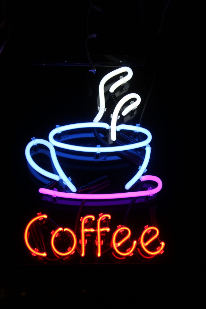blue, light - natural phenomenon, neon, multicolored, advertising, western script, light painting, illuminated, restaurant, light, lighting equipment, cafe