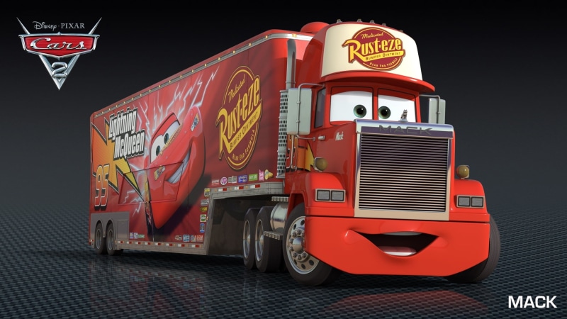 number, cars, sign, street, no people, mack, commercial land vehicle, text, land vehicle, fire engine, motor vehicle, semi-truck, cartoon, pixar