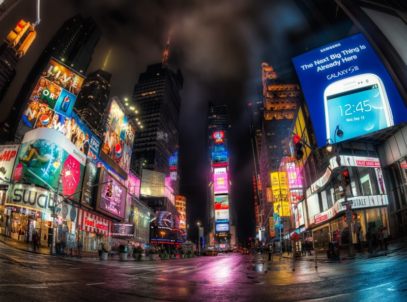4K, script, travel destinations, Street, office building exterior, City, Mark, Lights, highrise, architecture, newyork, billboard, group of people, transportation