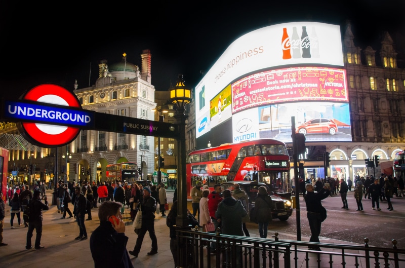 night, Piccadilly Circus, building exterior, travel destinations, England, street, outdoors, people, billboard, commercial sign, text, outside, western script