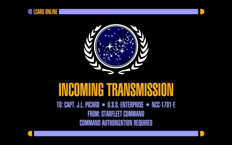 technology, Star Trek, advertisement, copy space, western script, communication, non-western script, indoors, USS Enterprise (spaceship), guidance, illuminated