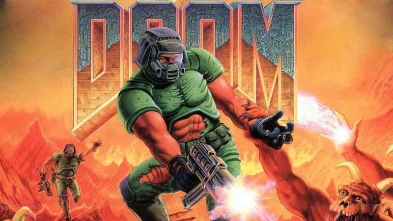 outdoors, 1080P, monster - Fictional Character, video games, sport, retro games, advertisement, Doom (game), real people, futuristic, male likeness, building