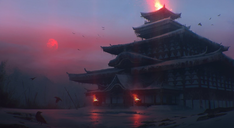 Japan, 720P, digital art, Quentin BOUILLOUD, Feudal Japan, artwork