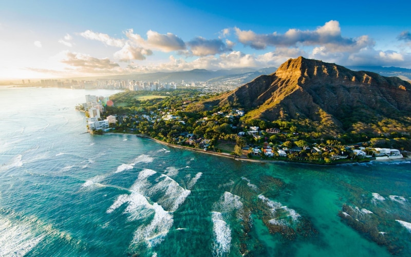 City, Coast, Sea, USA, Diamond, Beautiful, Hawaii, Head, 1080P, Sunset