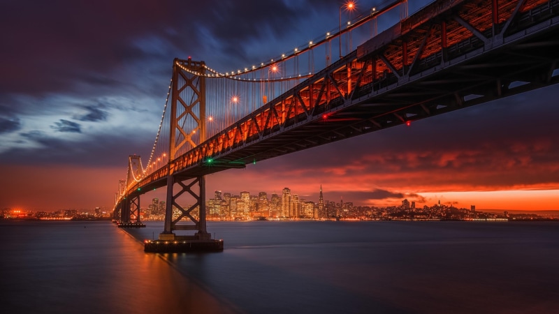 sunset, district, usa, california, night, lights, san francisco, night lights, 4K, united states