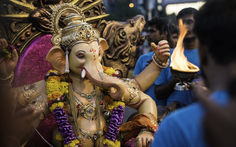elephant, jewelry, incidental people, bling, lord, belief, day, representation, creativity, group of people, parade, performance, color, figurine, person