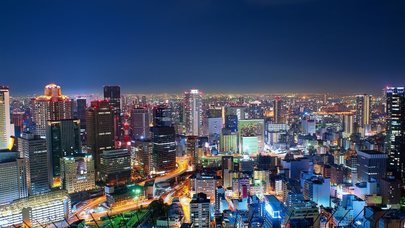 tokyo Prefecture, sky, high, house, nature, rise, development, twilight, bird, traffic, landscape, eye, building, tower, light trails, city life, night