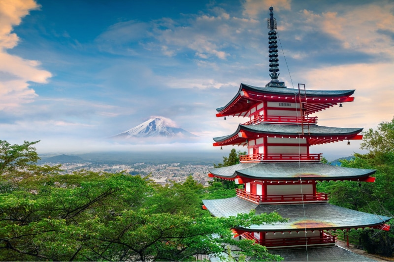 asia, mt Fuji, outdoors, tree, spire, landscape, tokyo Prefecture, pagoda, sky, building, house, stratovolcano, tourism, kyoto City, Fuji, mount, nature