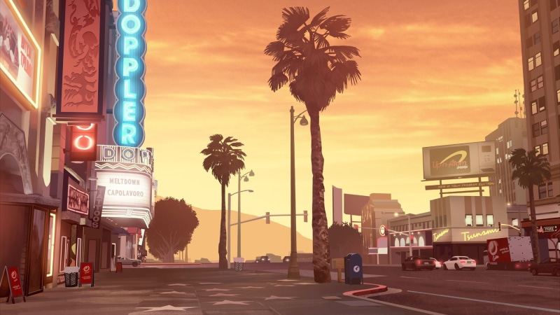 sunset, car, illuminated, Grand Theft Auto, building exterior, transportation, tropical climate, nature, city, Grand Theft Auto V, travel destinations