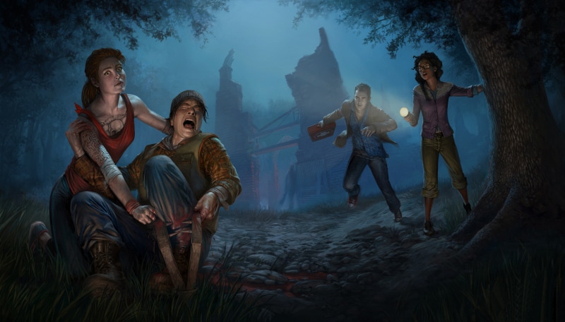 night, 4K, friendship, women, young women, group, emotion, water, Dead by Daylight, Horror, 2016 Games, PC, togetherness, people, digital composite, 4K