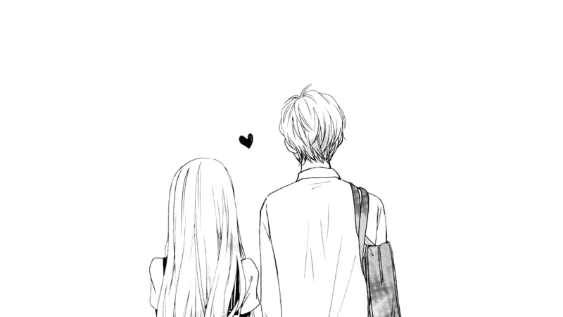 anime art, drawing, romantic, 1080P, heart, love, illustration, kawaii, couple
