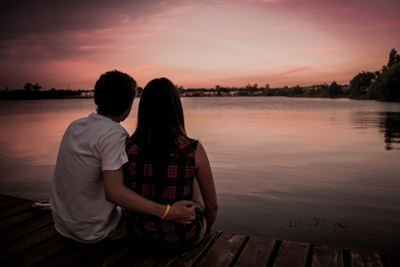 heterosexual couple, boyfriend, near, man, emotion, sunset, togetherness, husband, two, caucasian, positive emotion, love, loving couple, sitting, relationship