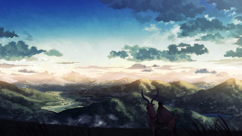 plant, Mononoke, anime, mountain peak, tree, Studio Ghibli, beauty in nature, scenics - nature, illustration, remote, idyllic, riding, day, cloud - sky