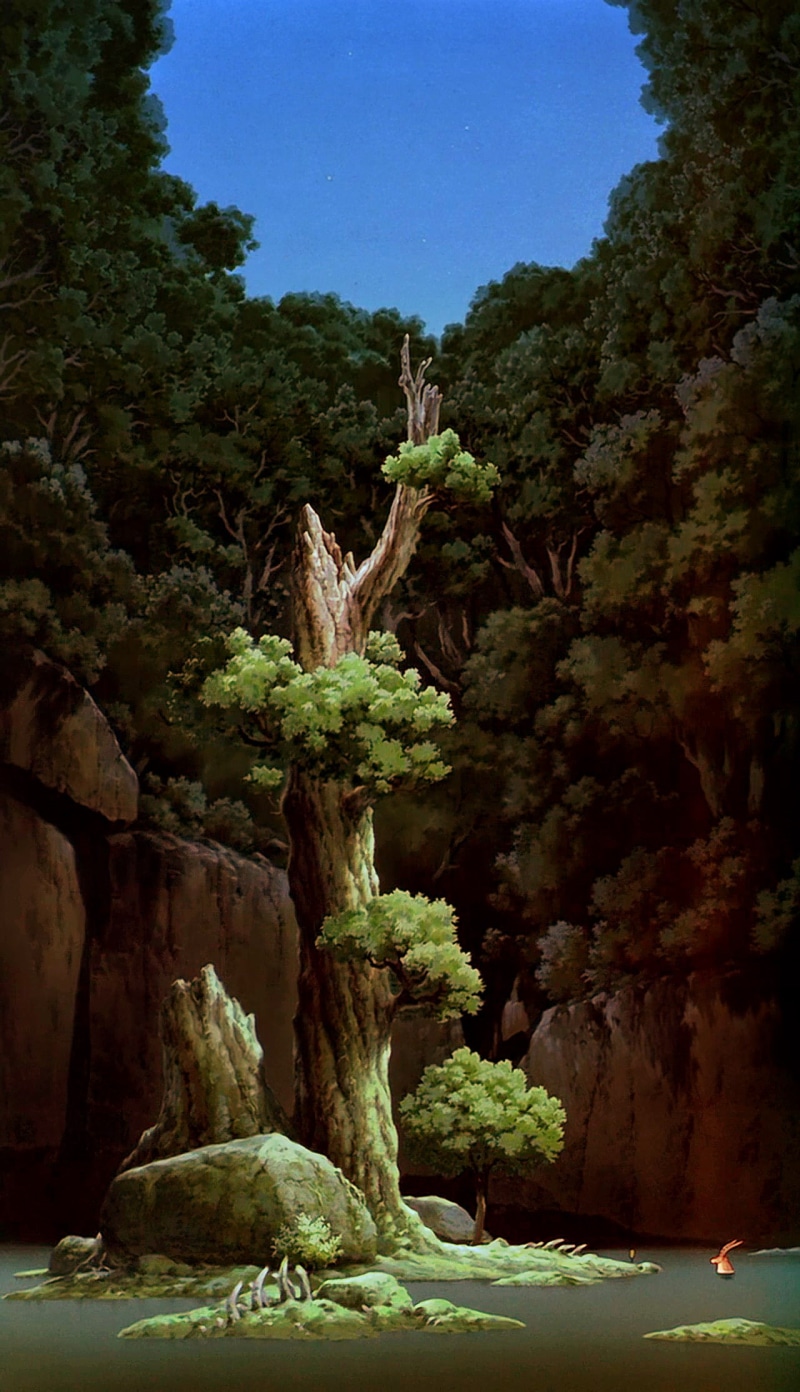 plant, scenics - nature, rock - object, water, no people, Princess Mononoke, day, land, solid, green color, 1080P, mountain, tranquility, travel destinations