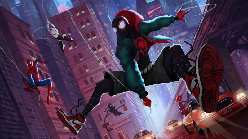 Spider-Ham, Gwen Stacy, Spider-Man: Into The Spider-Verse, Marvel Comics, 4K, Miles Morales, Movie, Spider-Man Noir, Spider-Man