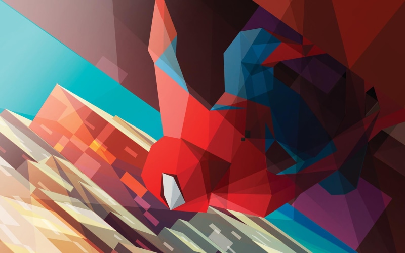 1080P, man, cartoon/comic, polygon, marvel, hd, spider, art