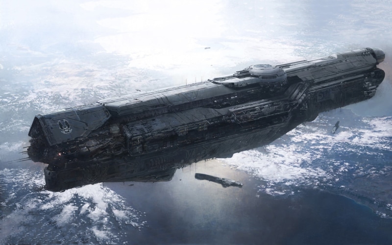 futuristic, outdoors, day, Halo, transportation, navy, underwater, digital art, artwork, spaceship, science fiction, sea, digital, ship, shipwreck, swimming