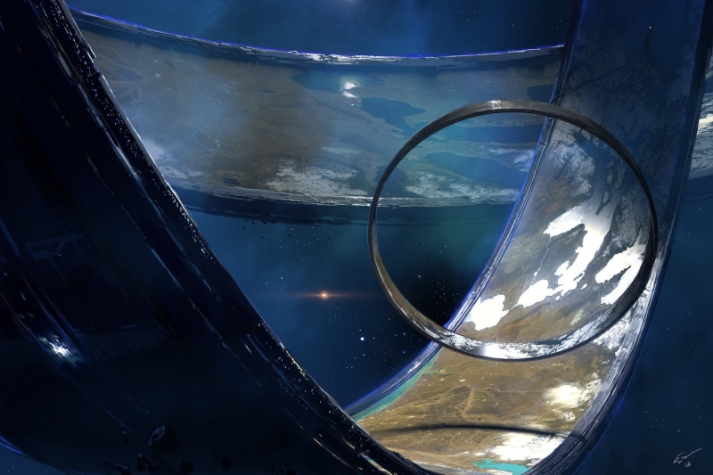 concept art, no People, black, transportation, sky, shiny, mode of transportation, glass - material, fantasy art, window, digital art, video games, chrome