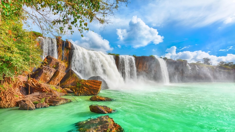 stream, body of water, river, dray nur waterfalls, landscape, dry nur, sky, 4K, waterfall, water, vietnam, asia