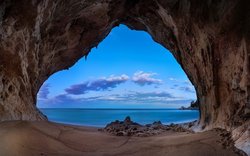 rock - object, landscape, tranquility, no people, eroded, cloud - sky, rock formation, sand, morning, rock, scenics - nature, blue, beauty in nature, brown