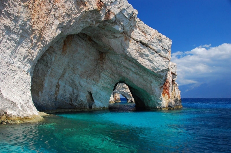turquoise, cave, nature, landscape, sea, Greece, 720P, water, rock, island