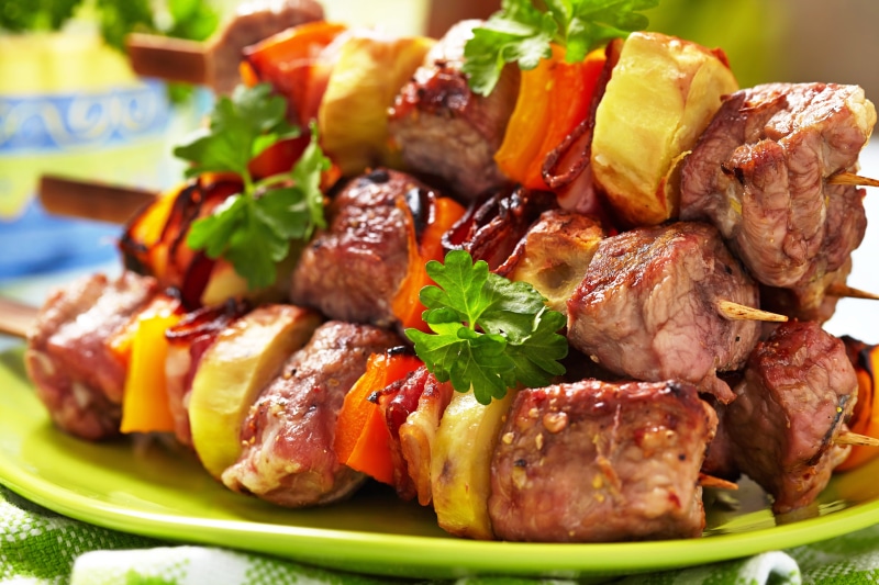 gourmet, heat - Temperature, meat, ready-to-eat, meal, food And Drink, chicken, red, roasted, herb, barbecue, crockery, white meat, pork, spice, skewer