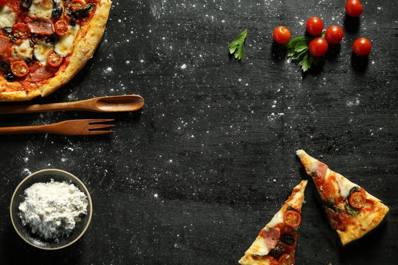 spice, wood - material, 4K, vegetable, indoors, tomatoes, herb, preparing food, still life, food, no people, preparation, healthy eating, pizzas, directly above