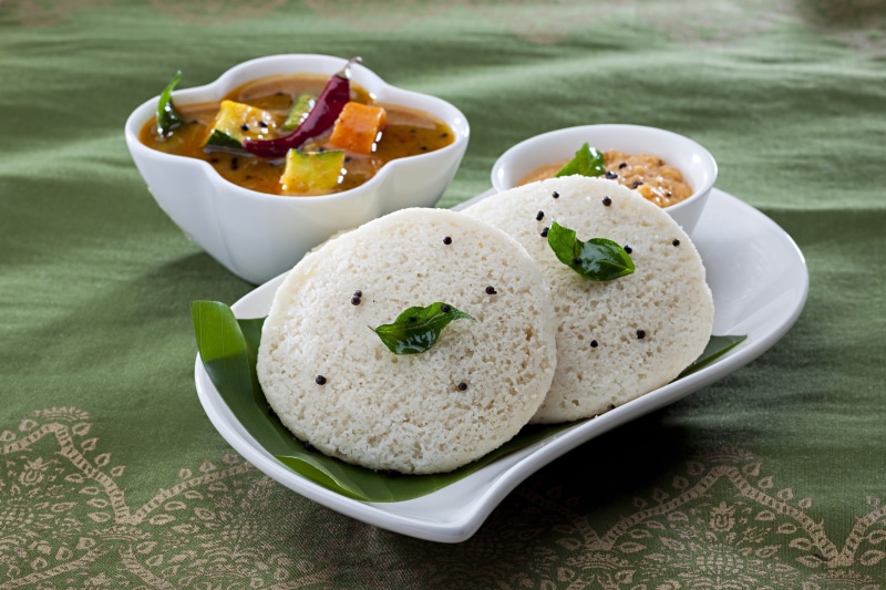 plate, table, high angle view, healthy eating, ready-to-eat, no people, indian food, garnish, Idli, 4K, freshness, asian food, indian-foods, serving size