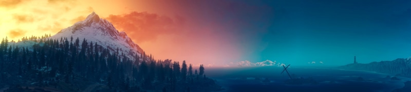 mountain, landscape, panoramas, winter, panoramic, environment, The Witcher 3: Wild Hunt, beauty in nature, no people, sky, outdoors, 5K, leafed, green