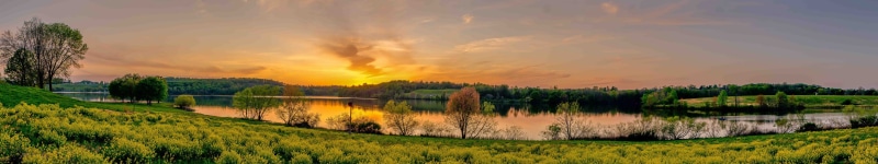 tranquil scene, marsh creek state park, Pennsylvania, 5K, land, field, fields, no people, growth, sunset, sky, panoramic, Sun, beauty in nature, landscape