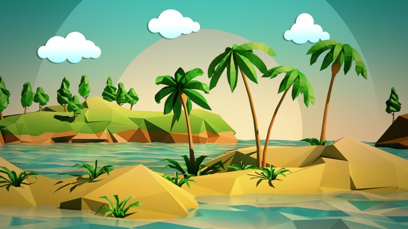 palm, art, coconut, graphic, beach, hd, tropical, design, trees, polygon, digital/artwork, 1080P