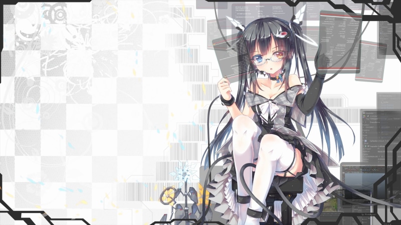 technology, digital composite, 1080P, thigh-highs, haired, music, anime girls, young adult, indoors, futuristic, young women, fashion, lifestyles, women
