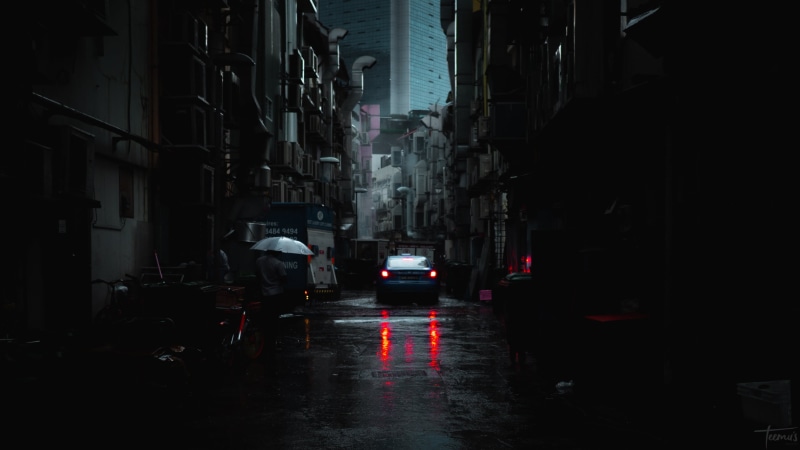neighborhood, road, motor vehicle, teemusphoto, illuminated, architecture, building, 2K, place, rainy season, night, built structure, location, city street