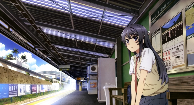 Mai Sakurajima, 4K, Girl, Train Station, Rascal Does Not Dream of Bunny Girl Senpai, Anime