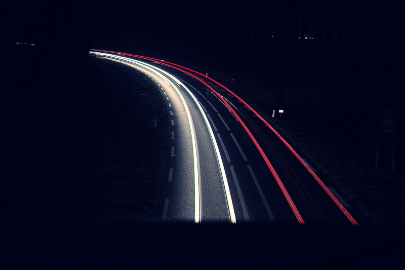 city, 5K, dark, light - natural phenomenon, architecture, tail light, street, lights, highway, headlight, black, speed, road, illuminated, mode of transportation