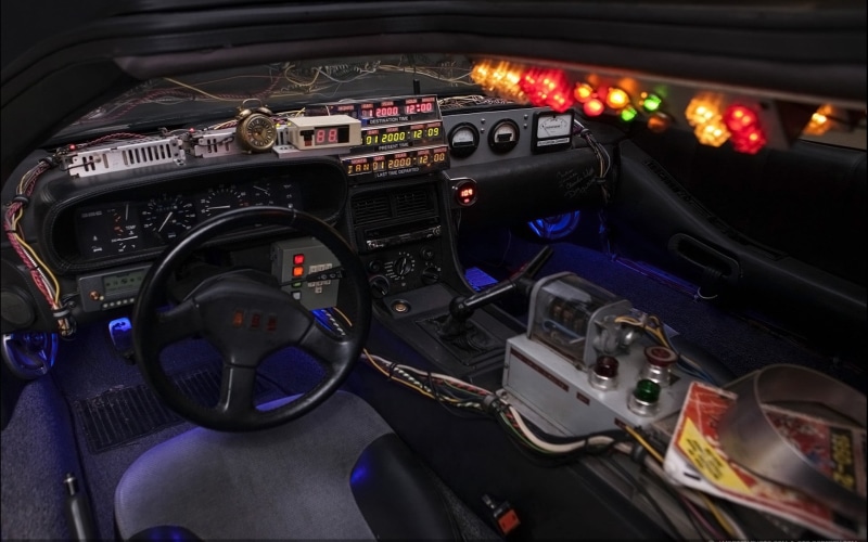 land Vehicle, driving, mode of transportation, dashboard, speedometer, indoors, night, background, devices, transportation, DMC-12, black, car, salon, close-up