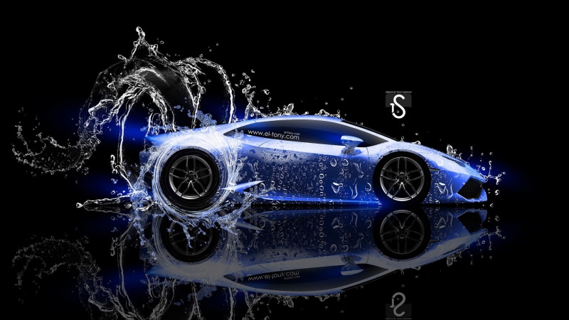 sports Car, mode of transportation, Huracan, land Vehicle, wheel, Water, speed, shiny, Style, close-up, Tony Kokhan, el Tony Cars, illuminated, Neon, Lamborghini