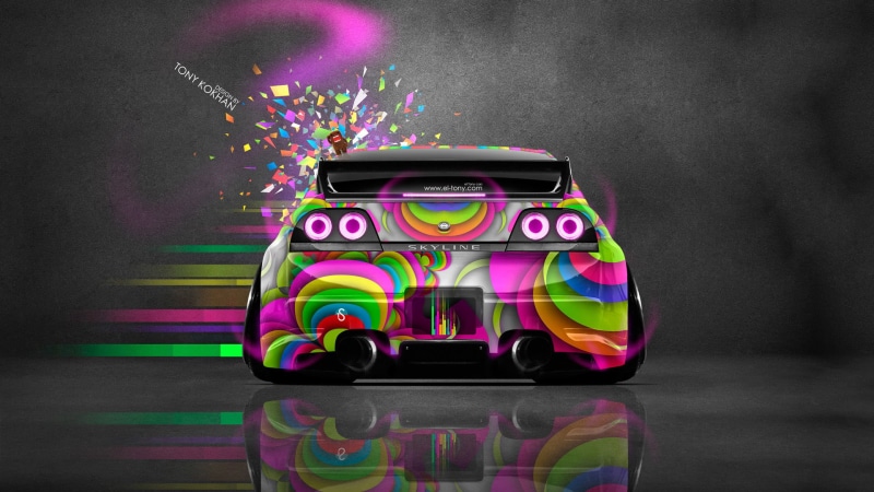 car, green, representation, motion, arts culture and entertainment, illustration, black Color, Rear View, art and craft, outdoors, wall - building feature