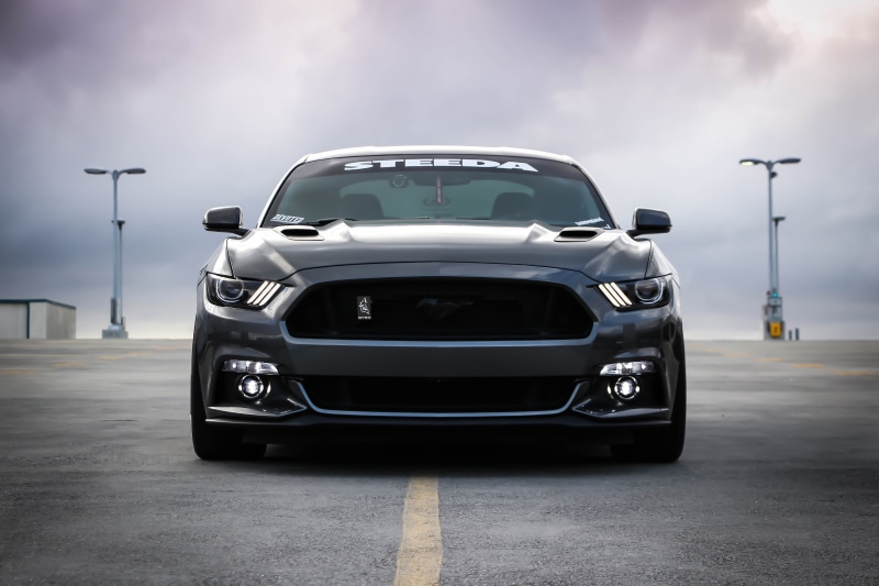 no People, shelby, sky, black, travel, mode of Transport, outdoors, day, gray, luxury, land Vehicle, street, 5K, black car, standing, sports Car, lighting equipment
