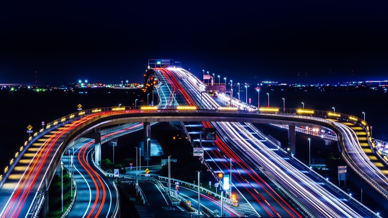 urban Scene, lights on, bridge - Man Made Structure, 5K, Highway, photo, night, architecture, SAL70300G, time-lapse, Japan, famous Place, street, lights