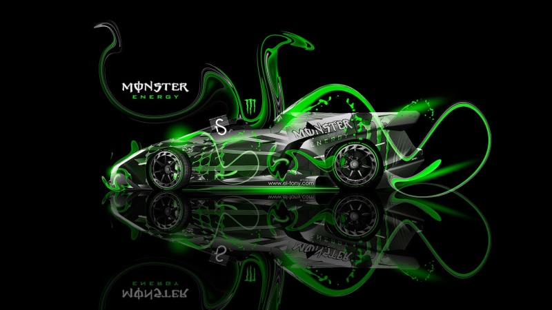 car, communication, gray, shiny, three dimensional, computer Graphic, speed, Roadster, Monster Energy, night, futuristic, Veneno, Tony Kokhan