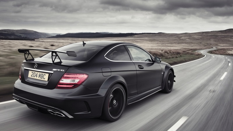 transportation, scenics - nature, 1080P, land vehicle, nature, mountain, mercedes, mountain range, Mercedes-Benz C63 AMG, sky, Mercedes-Benz, road, non-urban scene