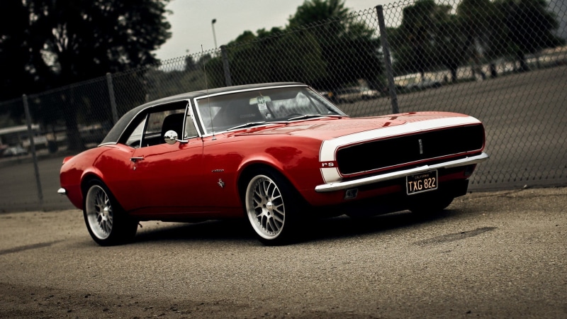 transportation, Chevrolet Camaro, day, mode of transportation, lincoln, sports car, black, nature, city, red, classic car, muscle, street, architecture