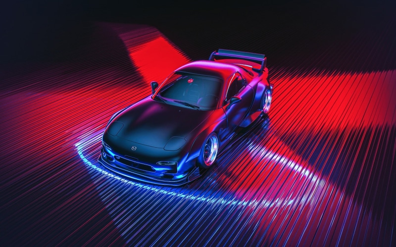 Retrowave FD3S, Mazda RX-7, Khyzyl, Auto, Retrowave, Mazda RX 7, Saleem, Machine, RX-7, New Retro Wave, Synthwave, Synth pop, Mazda, Neon, Mazda rx7, Synth