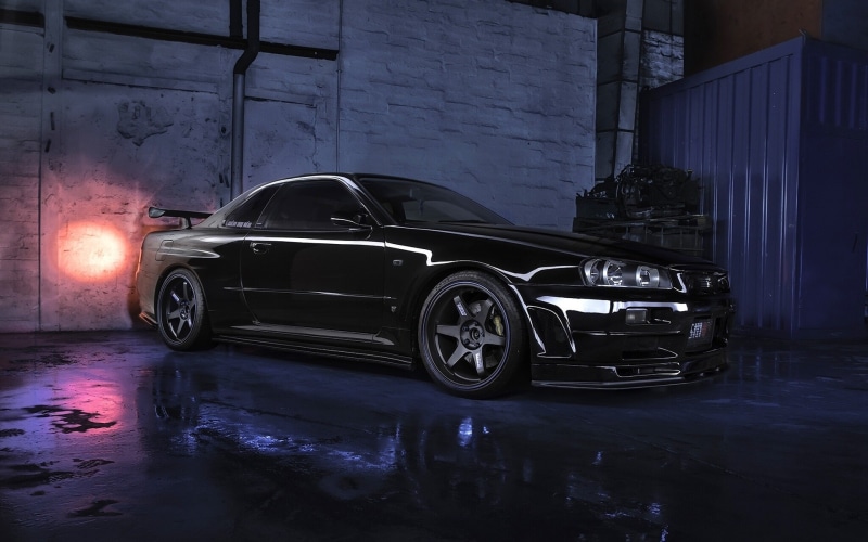 Night, r, Nissan, 1080P, v, gtr, Car, Black, Skyline