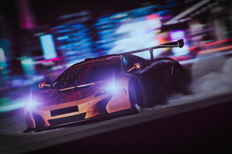 architecture, mclaren, lens flare, outdoors, motor vehicle, crystal, on the move, city life, race car, car wheel, headlight, formula one, spoke, building exterior