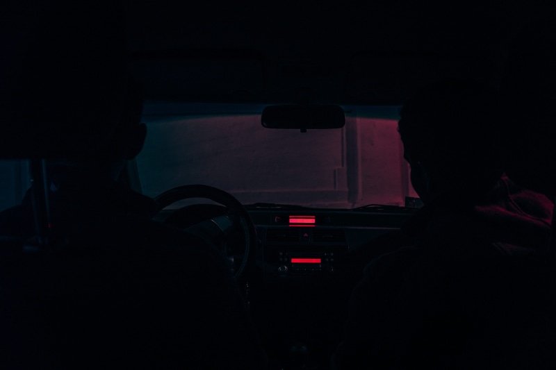 friends, motor vehicle, travel, interior, mirror, 5K, rear view, sitting, buggy, blue, outdoors, driving, windshield, tumblr, lighting, seat, vehicle