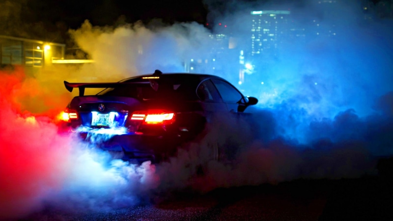 car, 1080P, smoke, night, driving, bmw