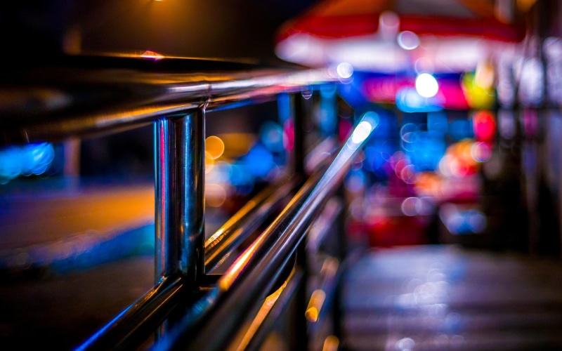 blur, macro, night, fullscreen, background, s, bokeh, the evening, fence, the fence, lights, full screen, 1080P, widescreen