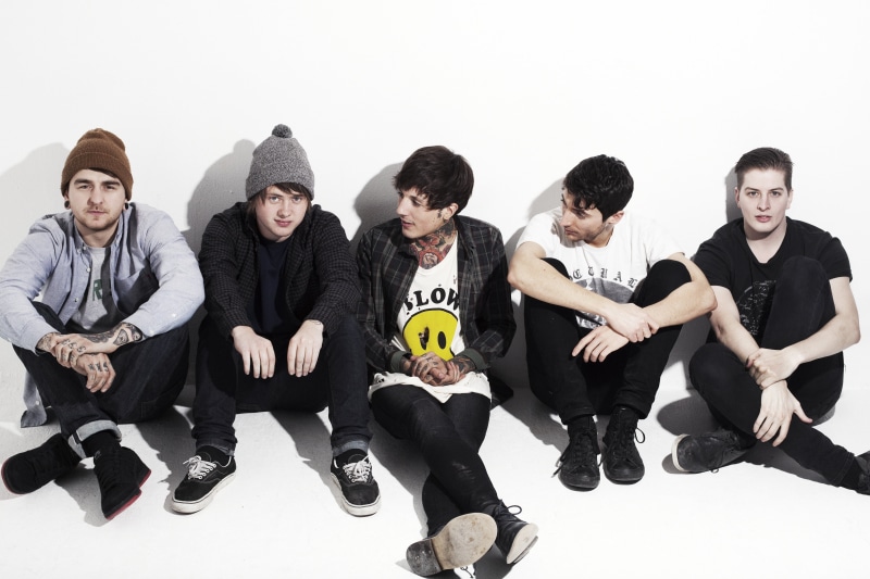 warm clothing, Bring Me The Horizon, looking at camera, white background, Oliver Sykes, Lee Malia, friendship, casual clothing, Matt Nicholls, band, music